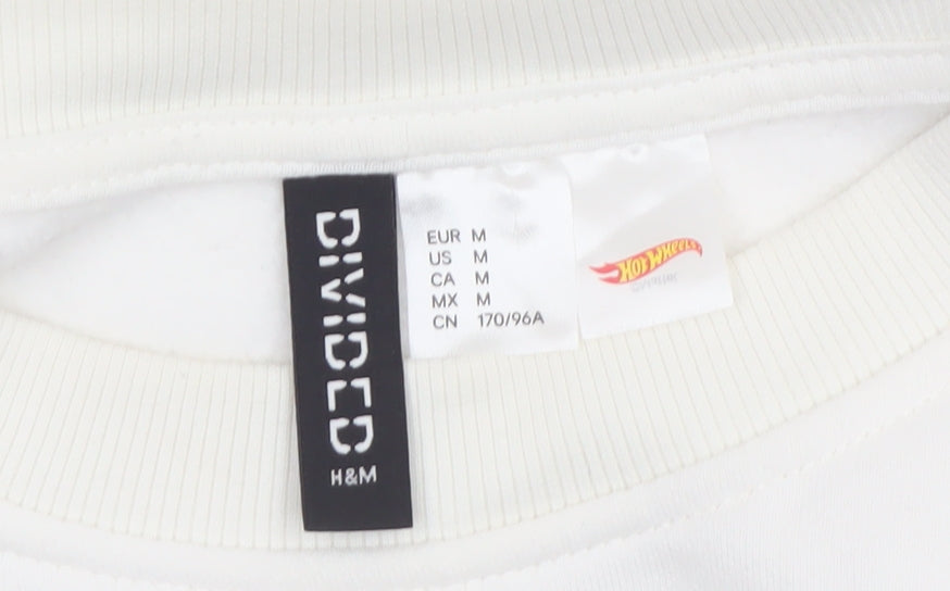 H&M Divided Women White Hot Wheels Racing Graphic Pullover Sweatshirt Size 12