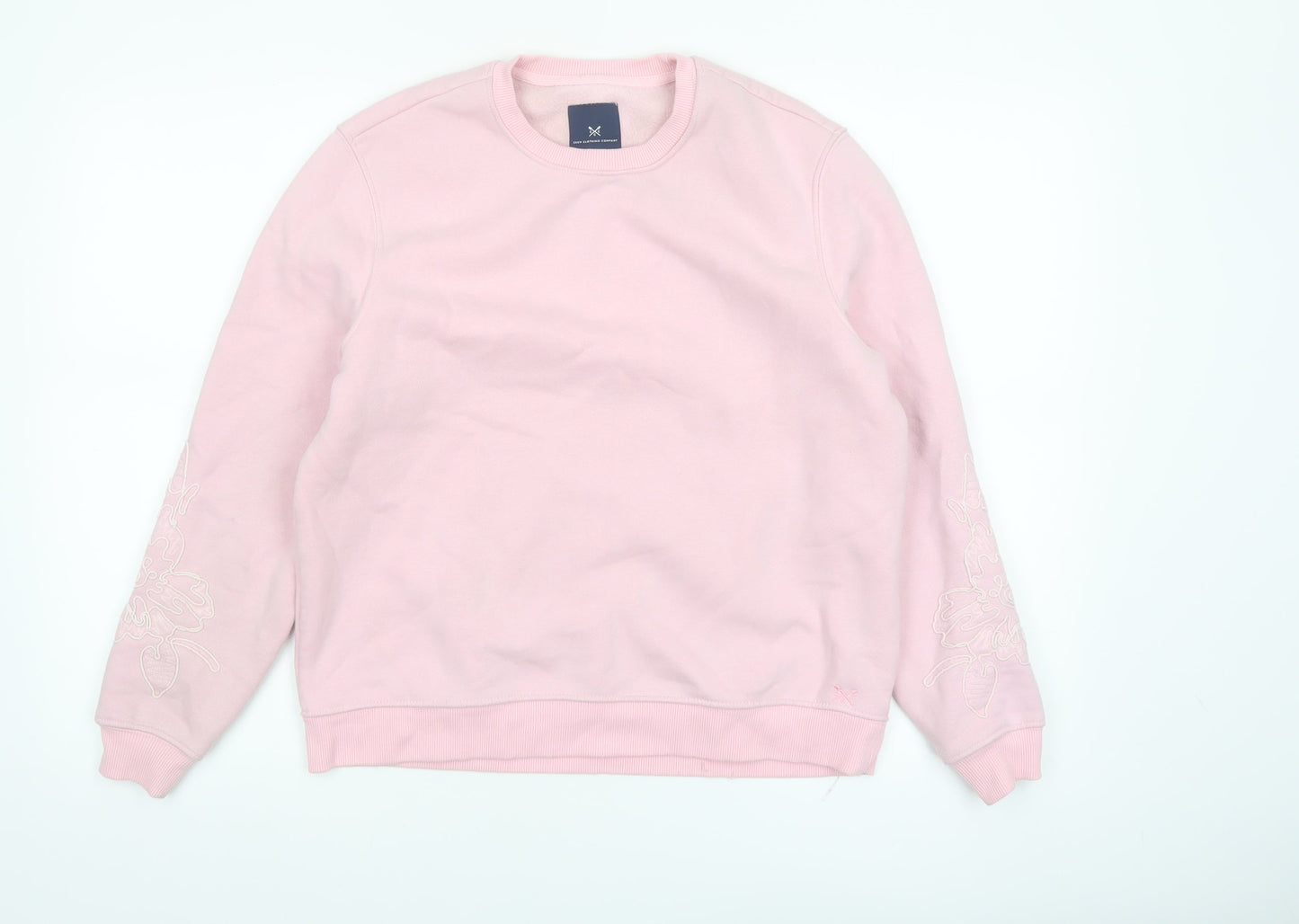 Crew Clothing Women Pink Embroidered Sweatshirt Size 8 Cotton Blend