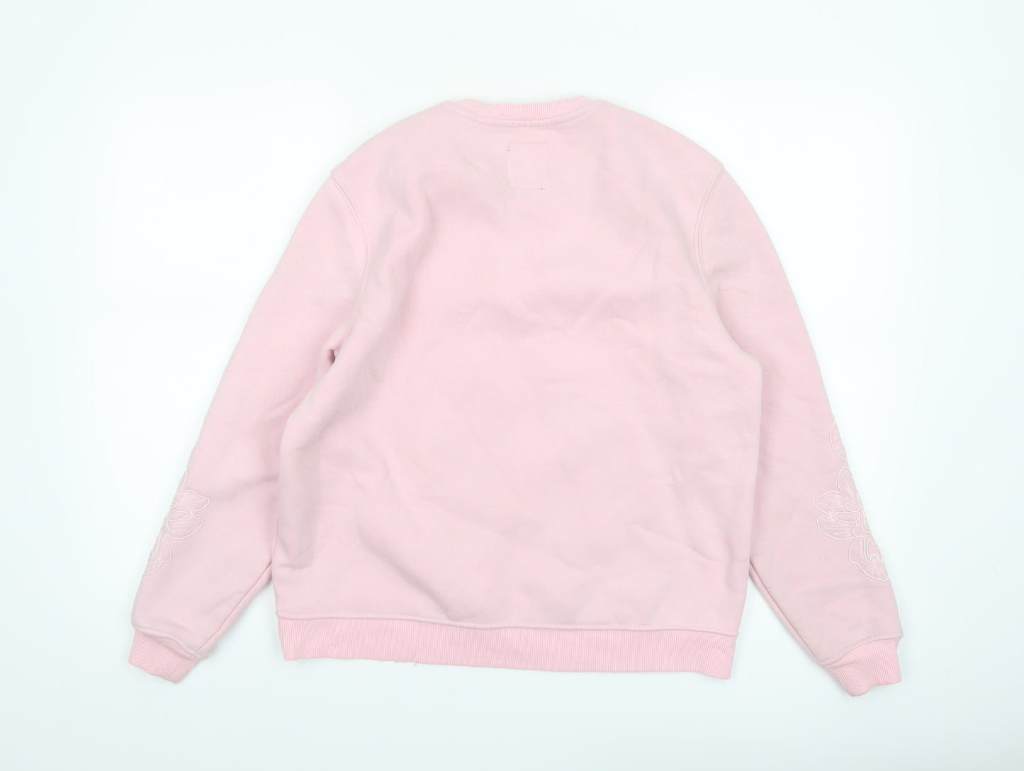Crew Clothing Women Pink Embroidered Sweatshirt Size 8 Cotton Blend