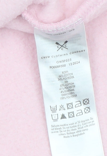 Crew Clothing Women Pink Embroidered Sweatshirt Size 8 Cotton Blend