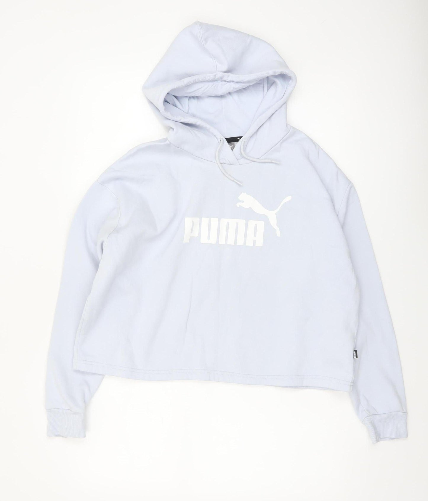 Puma Women's Light Blue Pullover Hoodie Medium Cotton Blend