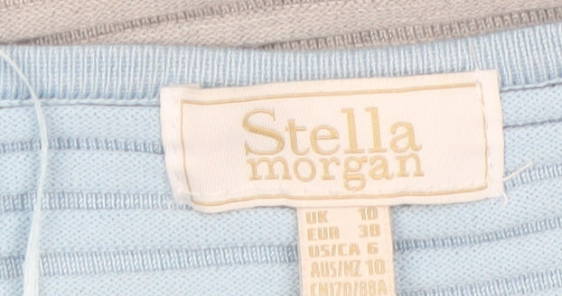 Stella Morgan Women’s Multicoloured Striped V-Neck Zip Jumper Size 10