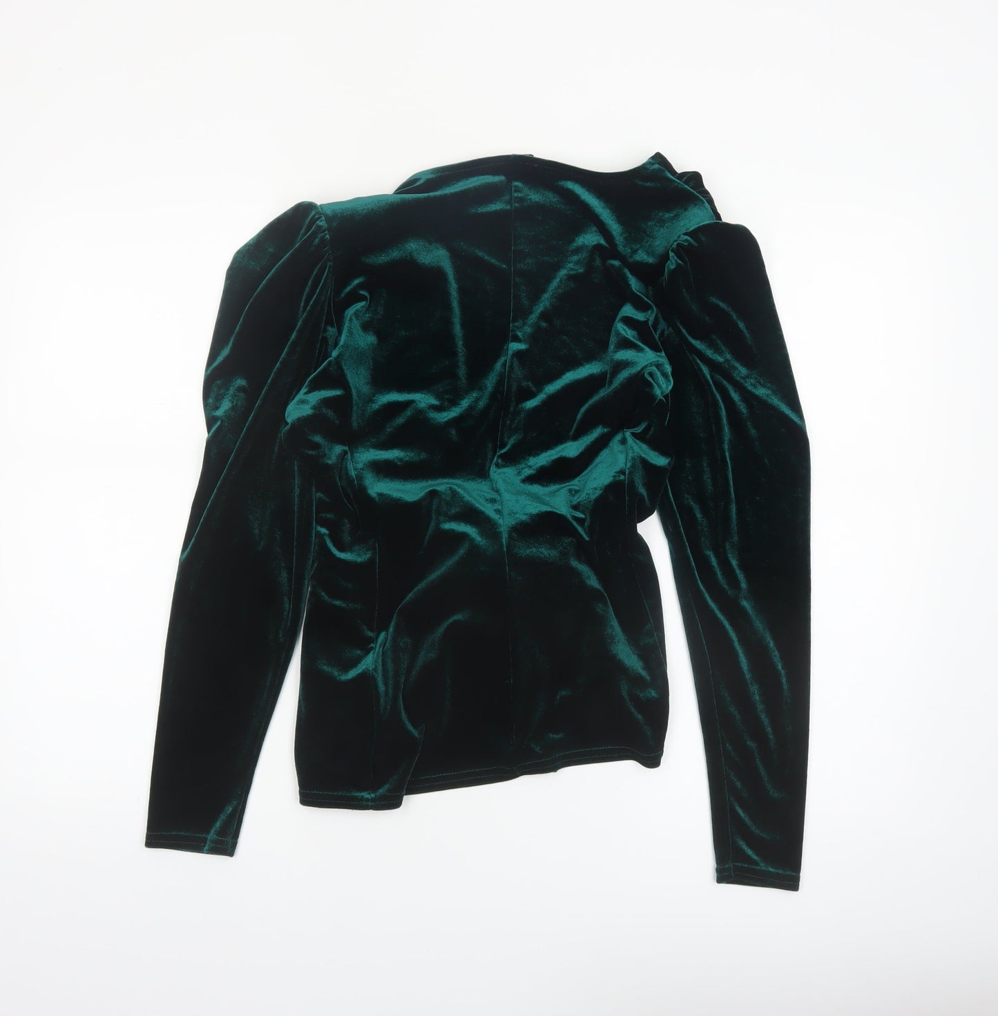 Quiz Womens Green Velvet Wrap Blouse Long Sleeve UK 12