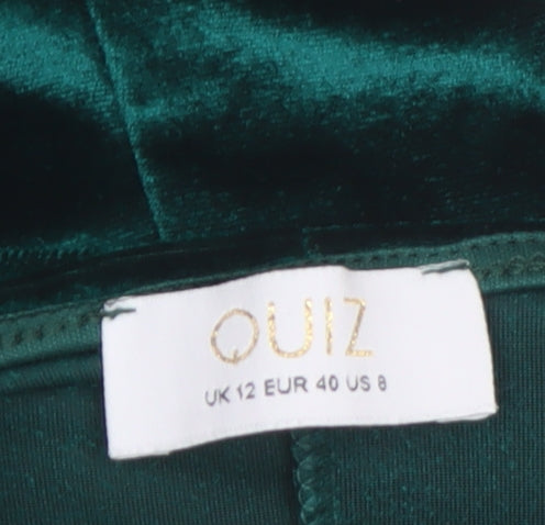 Quiz Womens Green Velvet Wrap Blouse Long Sleeve UK 12
