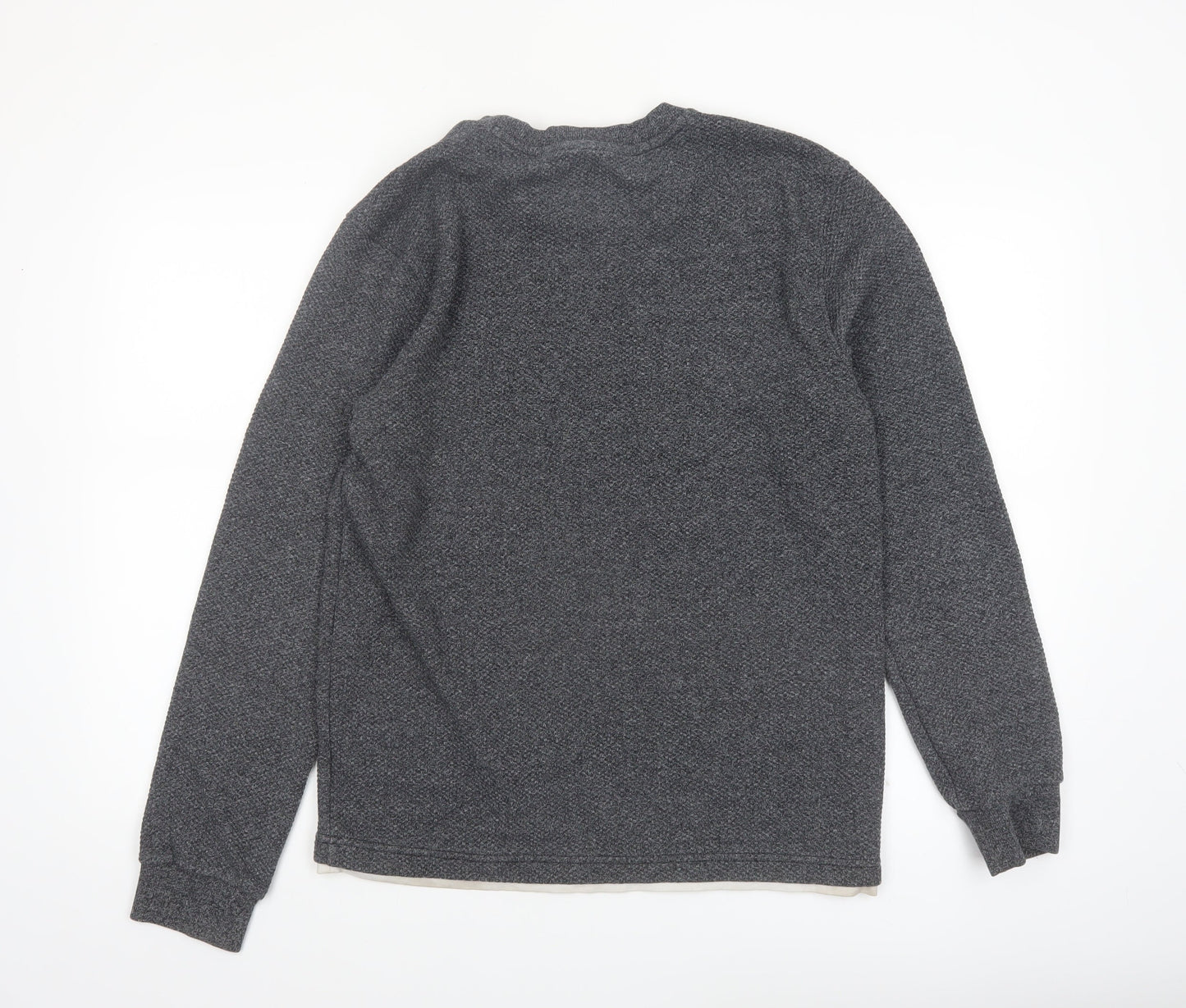 Next Men's Grey Regular Fit Long Sleeve Casual Knit Top M