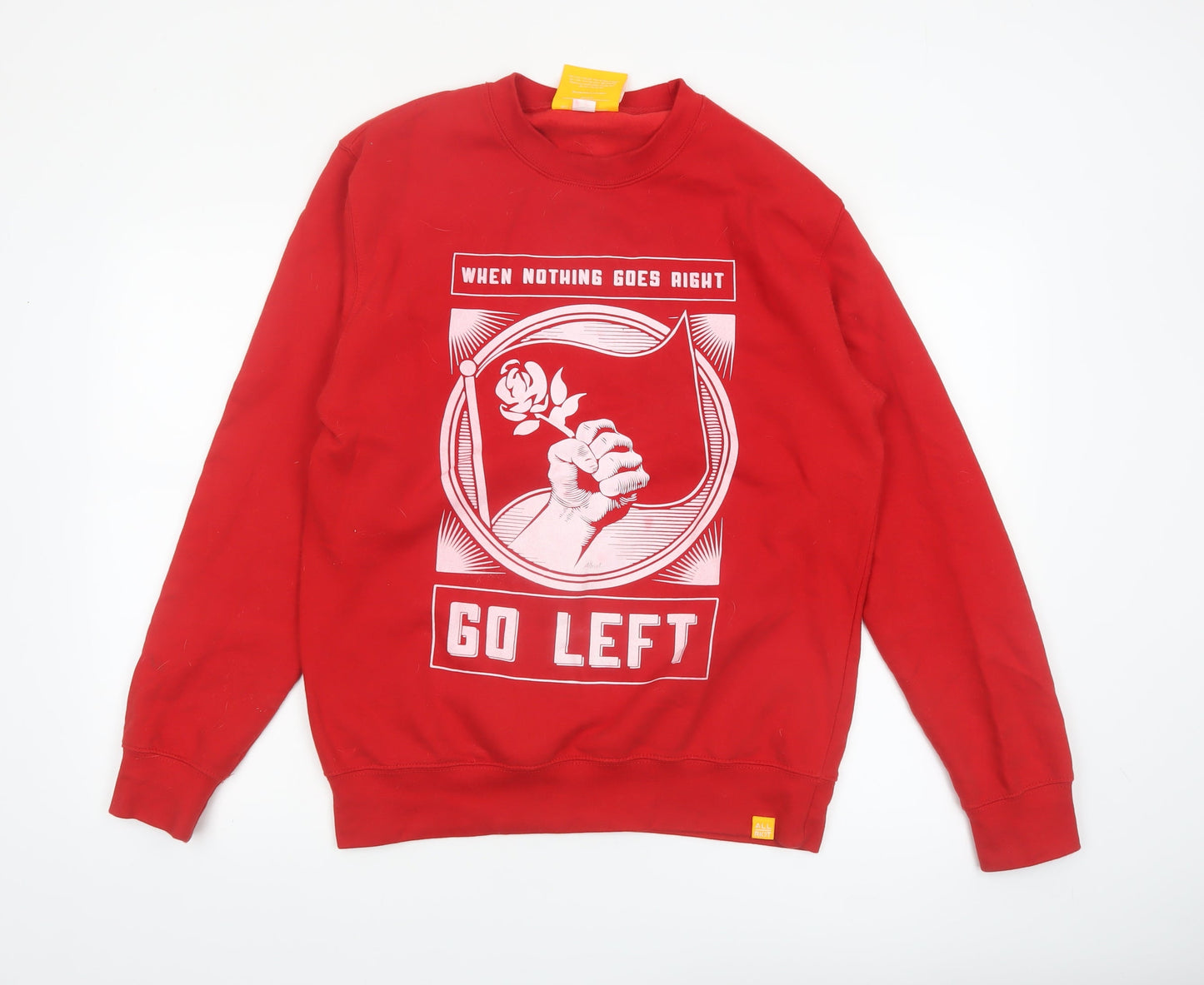 ALLRIOT Men Red Graphic Pullover Sweatshirt M Long Sleeve