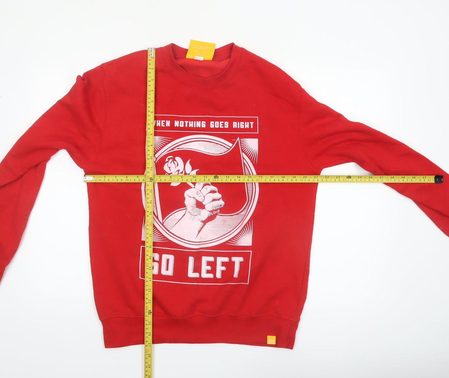 ALLRIOT Men Red Graphic Pullover Sweatshirt M Long Sleeve