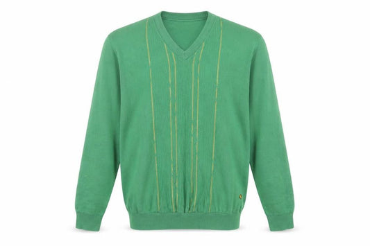 Gabicci Men's Green V-Neck Cotton Blend Jumper Size L