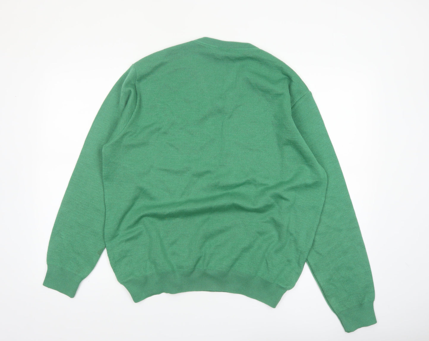 Gabicci Men's Green V-Neck Cotton Blend Jumper Size L