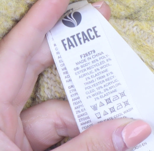 FatFace Women Yellow Floral Knit Wool Blend Pullover Jumper UK 10