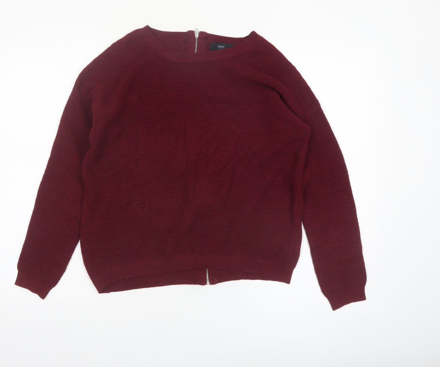 Next Women Red Sequin Zip Back Knit Jumper Size 12