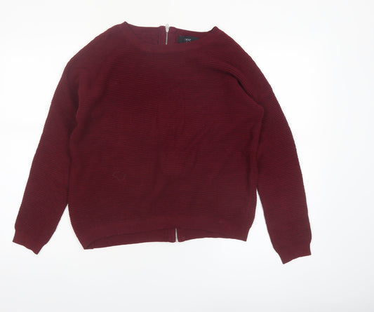 Next Women Red Sequin Zip Back Knit Jumper Size 12