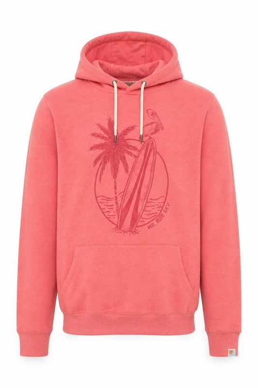 Mr. Blue Sky Men's Pink Pullover Hoodie M Graphic Surf Design