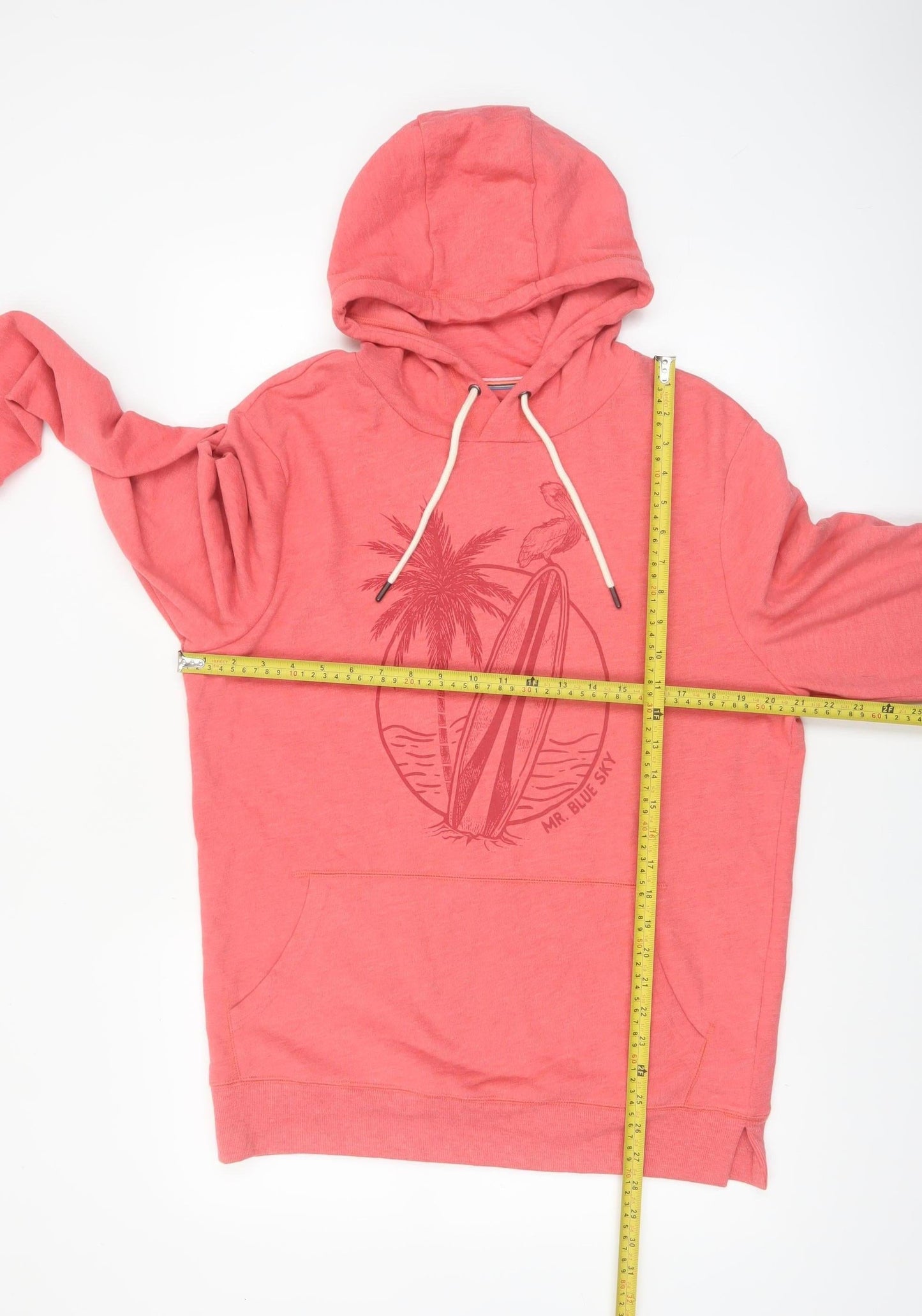 Mr. Blue Sky Men's Pink Pullover Hoodie M Graphic Surf Design