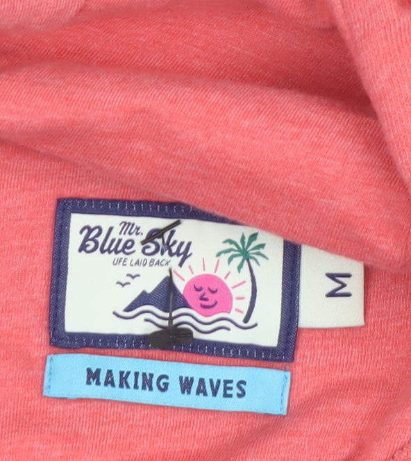 Mr. Blue Sky Men's Pink Pullover Hoodie M Graphic Surf Design