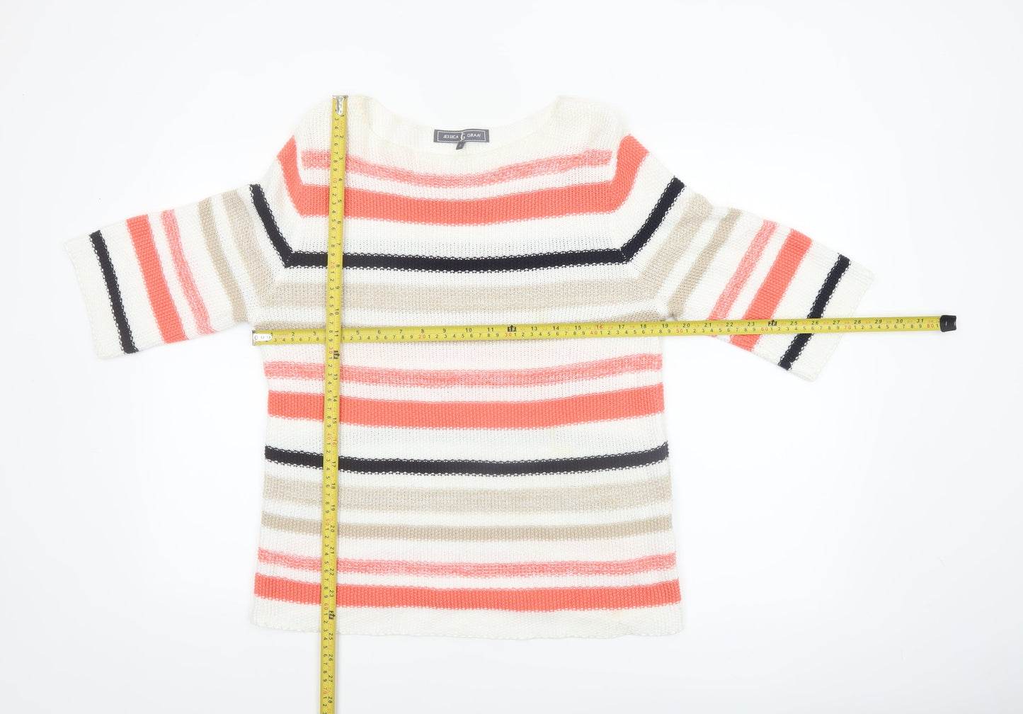 Jessica Graaf Women Multicoloured Striped 3/4 Sleeve Pullover Jumper S