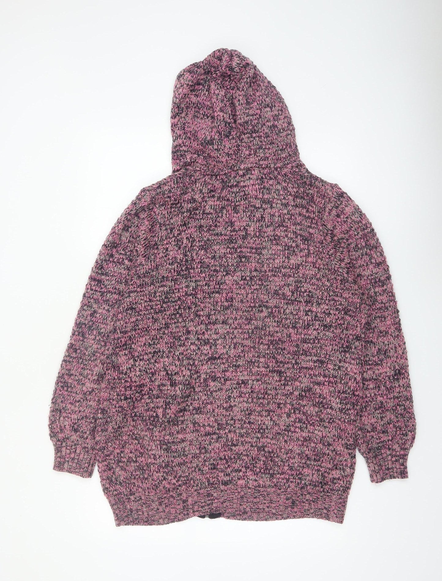 Cotton Traders Womens Pink Hooded Full Zip Knit Jumper Size 16