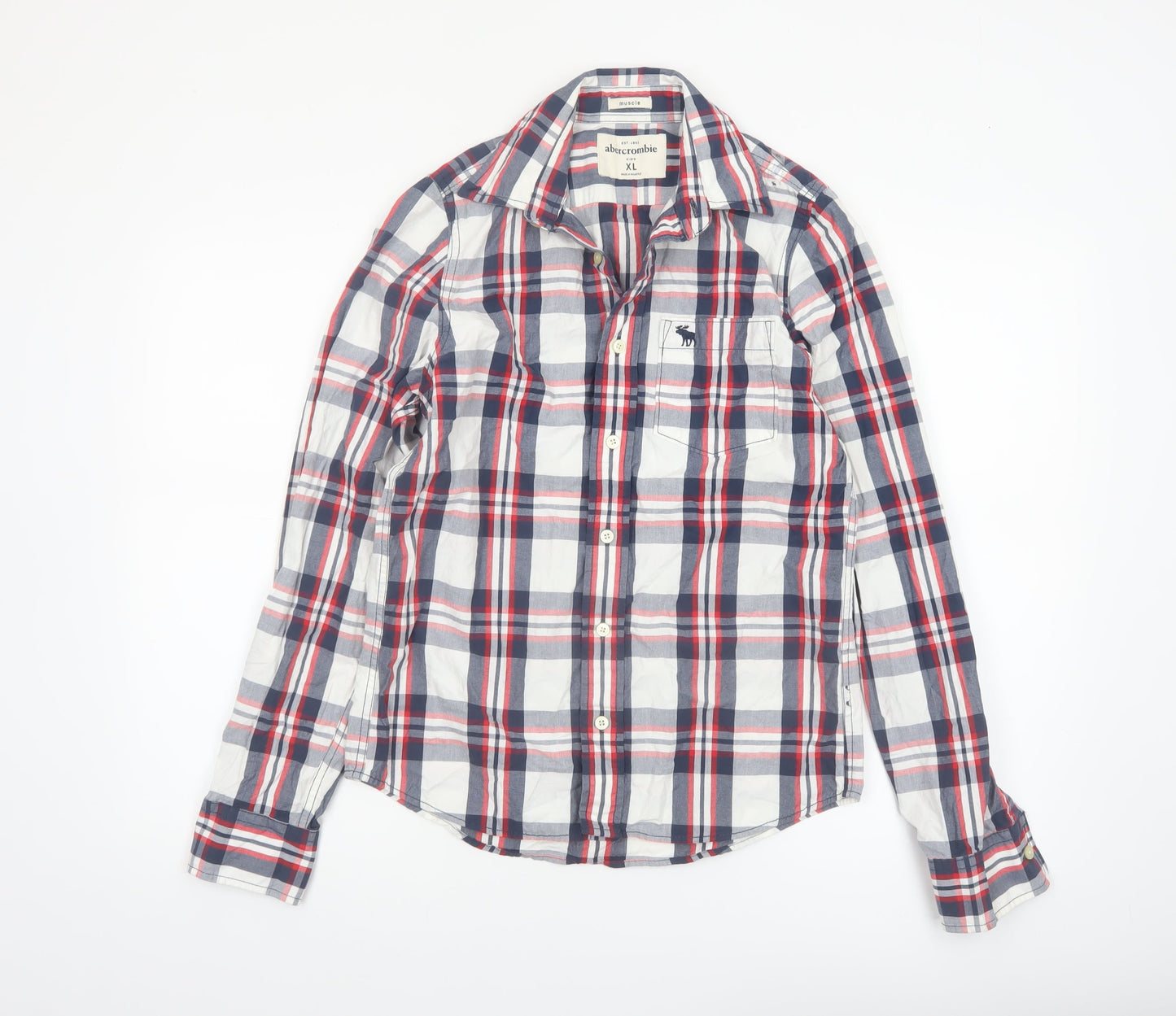 Abercrombie Boys Multicoloured Plaid Long Sleeve Button-Up Shirt XL Cotton