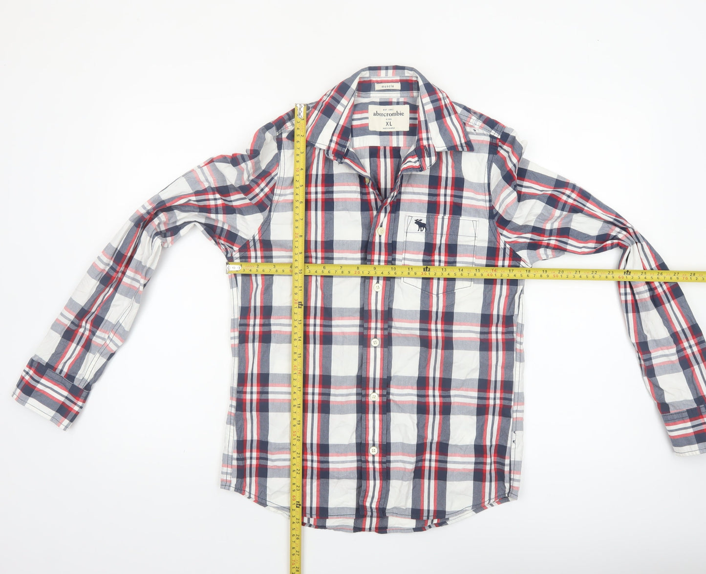 Abercrombie Boys Multicoloured Plaid Long Sleeve Button-Up Shirt XL Cotton