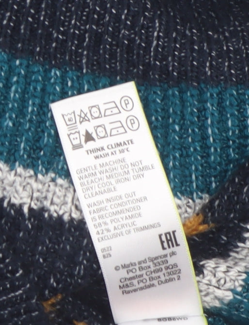 Marks and Spencer Men's Multicoloured Striped Pullover Jumper Size S