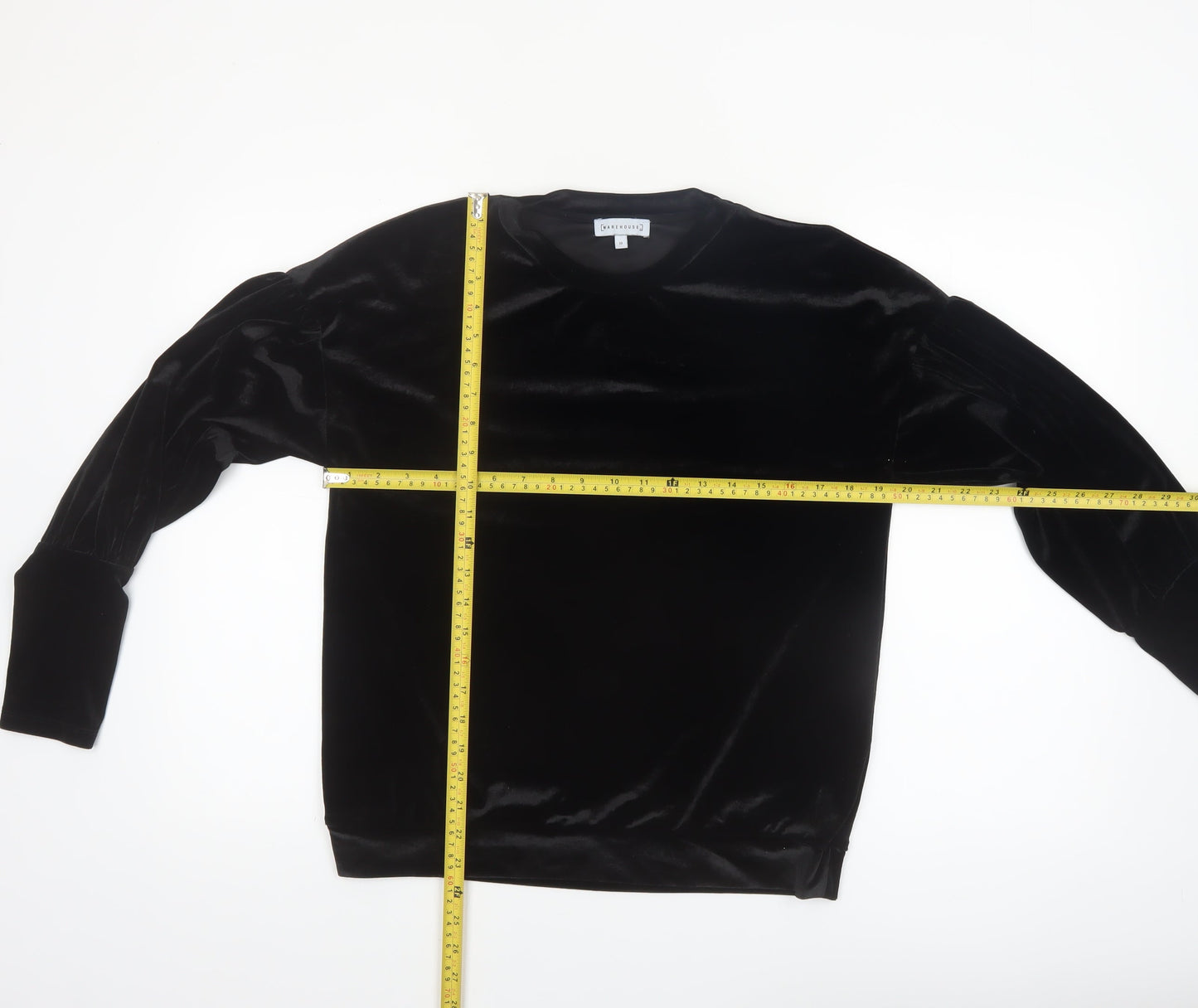 Warehouse Women’s Black Velvet Long Sleeve Blouse Size 10