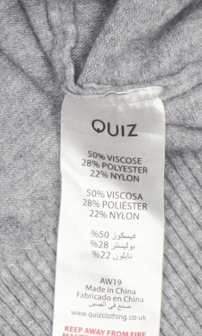 Quiz Women's Grey Beaded Crew Neck Long Sleeve Pullover Jumper Size S