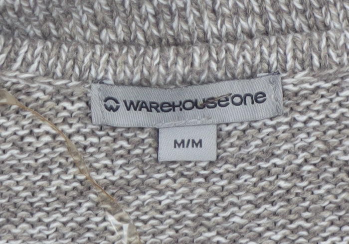 Warehouse One Women Grey Wrap Chunky-Knit Jumper Size M