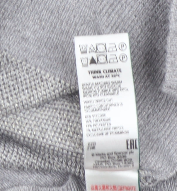 Marks and Spencer Womens Grey Striped Crew Neck Jumper Size 12