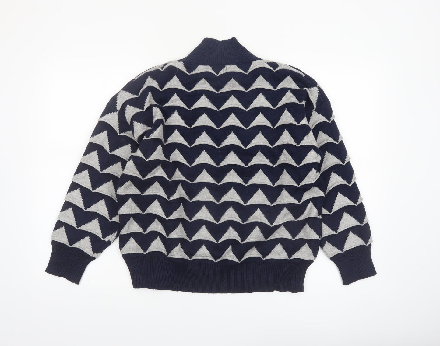 Apricot Womens Blue Grey Geometric High Neck Jumper Size 12