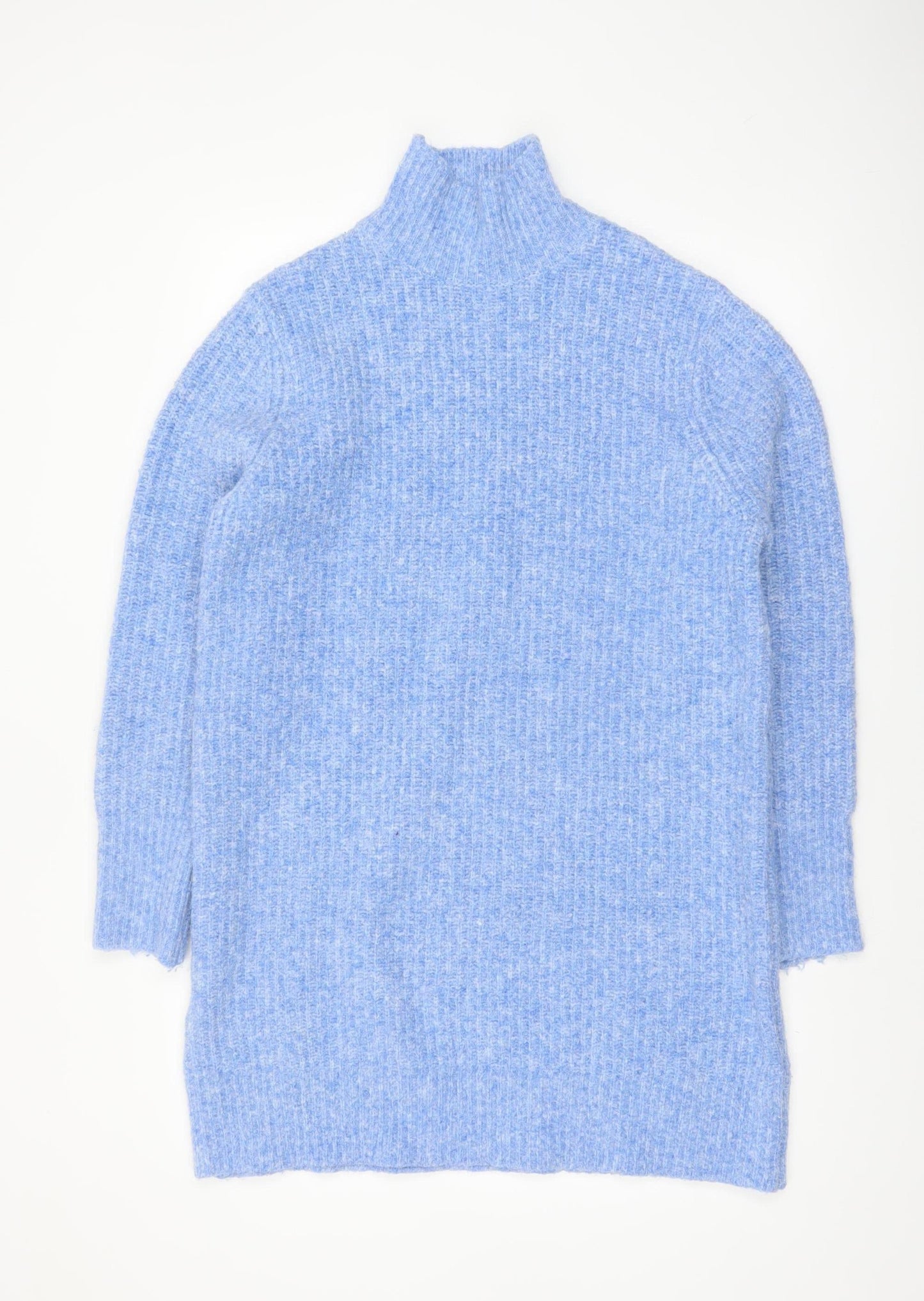 Zara Women Blue High Neck Chunky Knit Jumper Size 12