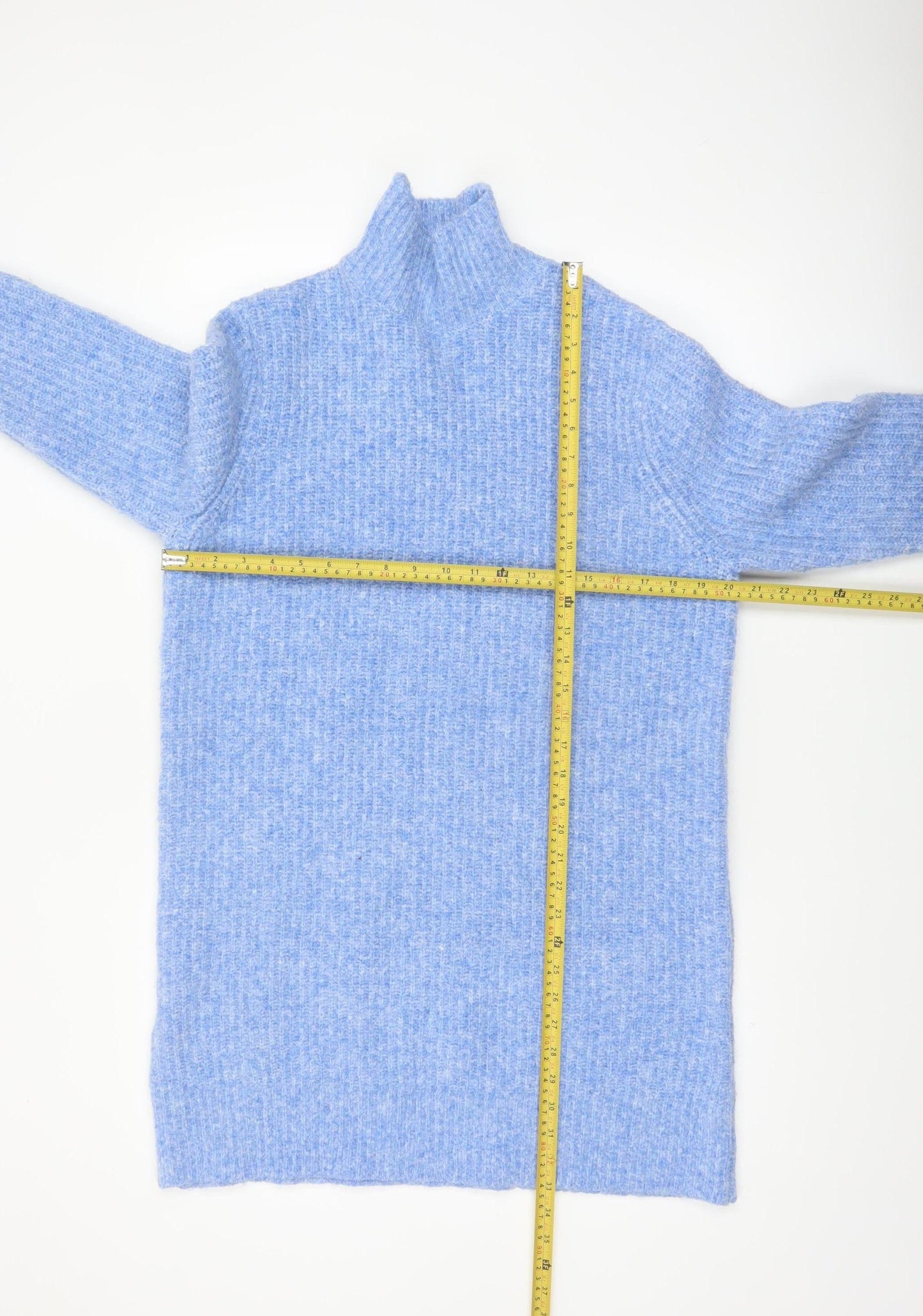 Zara Women Blue High Neck Chunky Knit Jumper Size 12