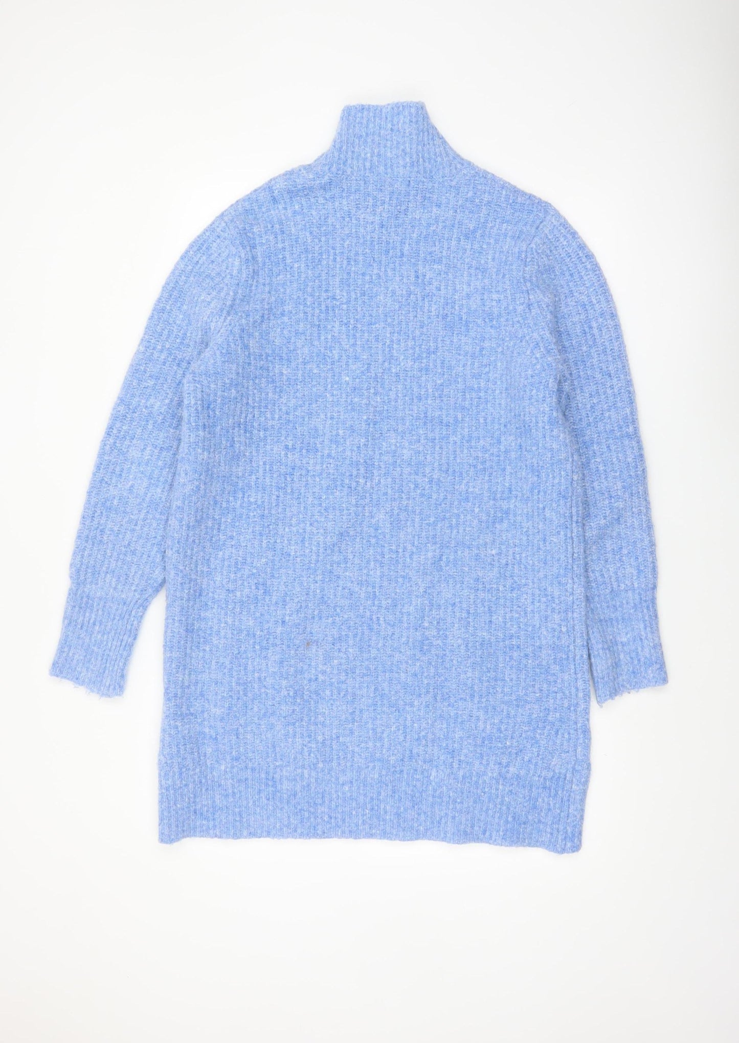 Zara Women Blue High Neck Chunky Knit Jumper Size 12