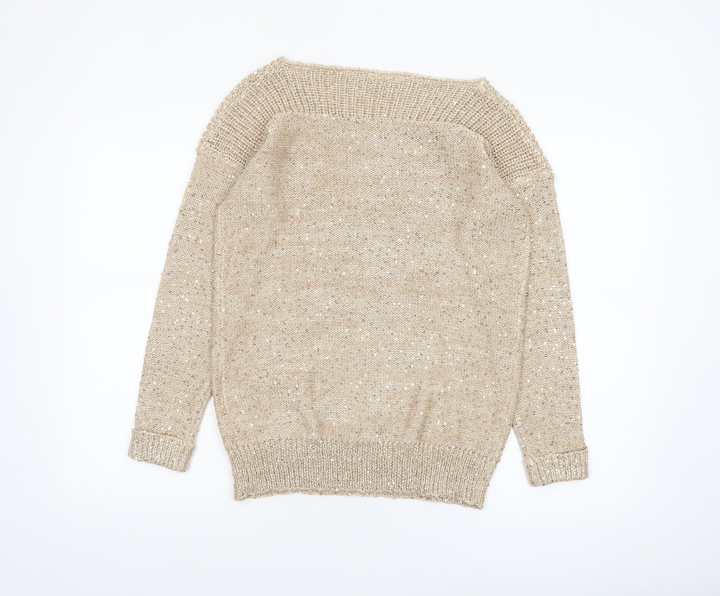 Wallis Women’s Beige Petite Sequin Knit Pullover Jumper S