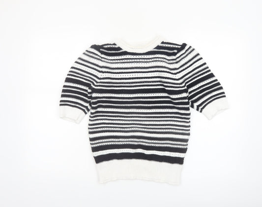 Marks and Spencer Women’s Black Striped Knit Short Sleeve Jumper S