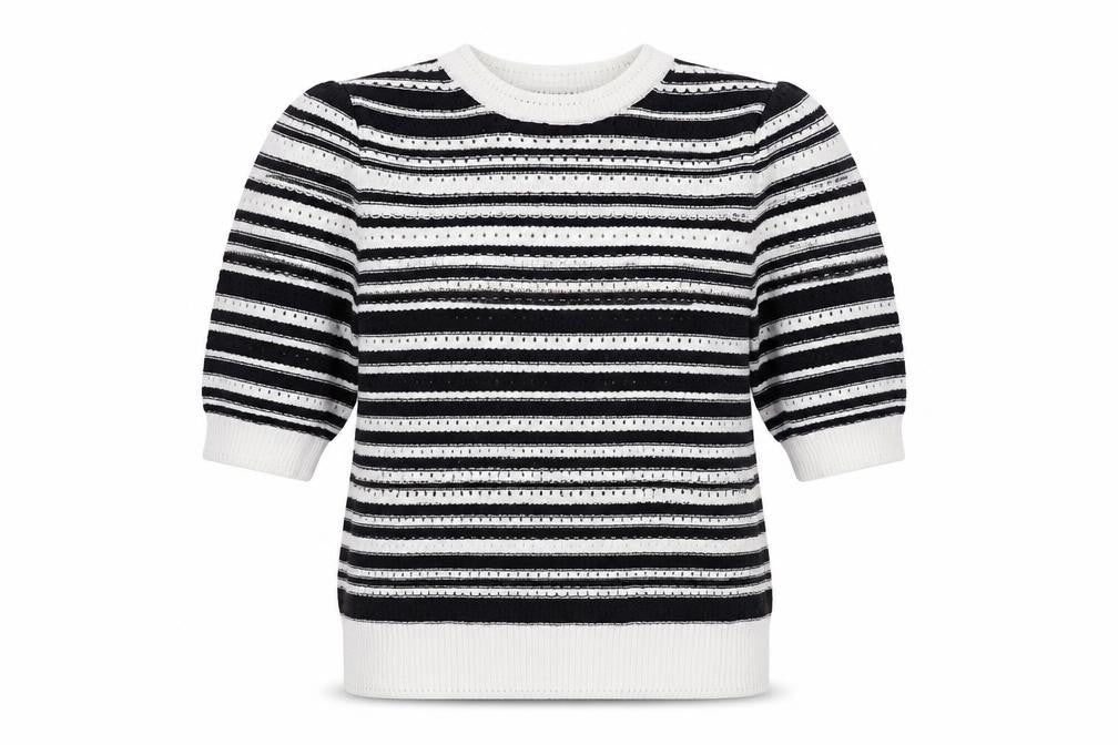 Marks & Spencer Women’s Black Striped Knit Short Sleeve Jumper S