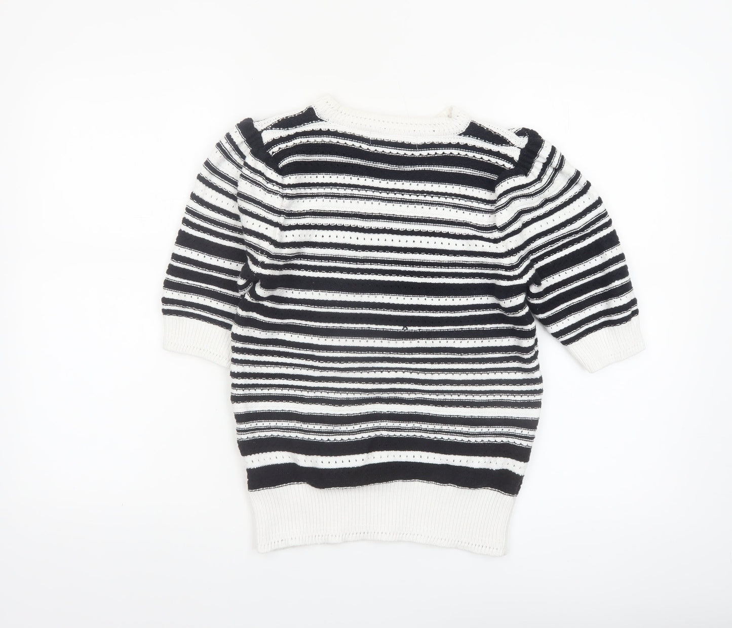 Marks and Spencer Women’s Black Striped Knit Short Sleeve Jumper S