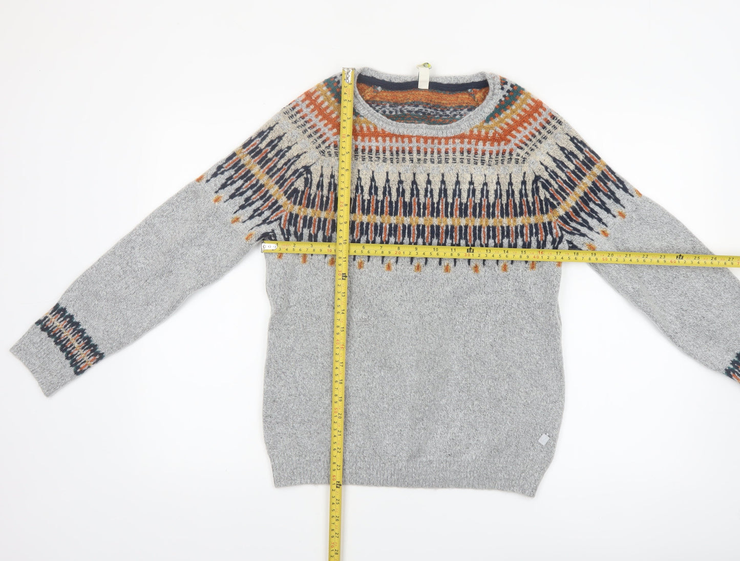 Weird Fish Women’s Grey Fair Isle Knit Jumper Size 10
