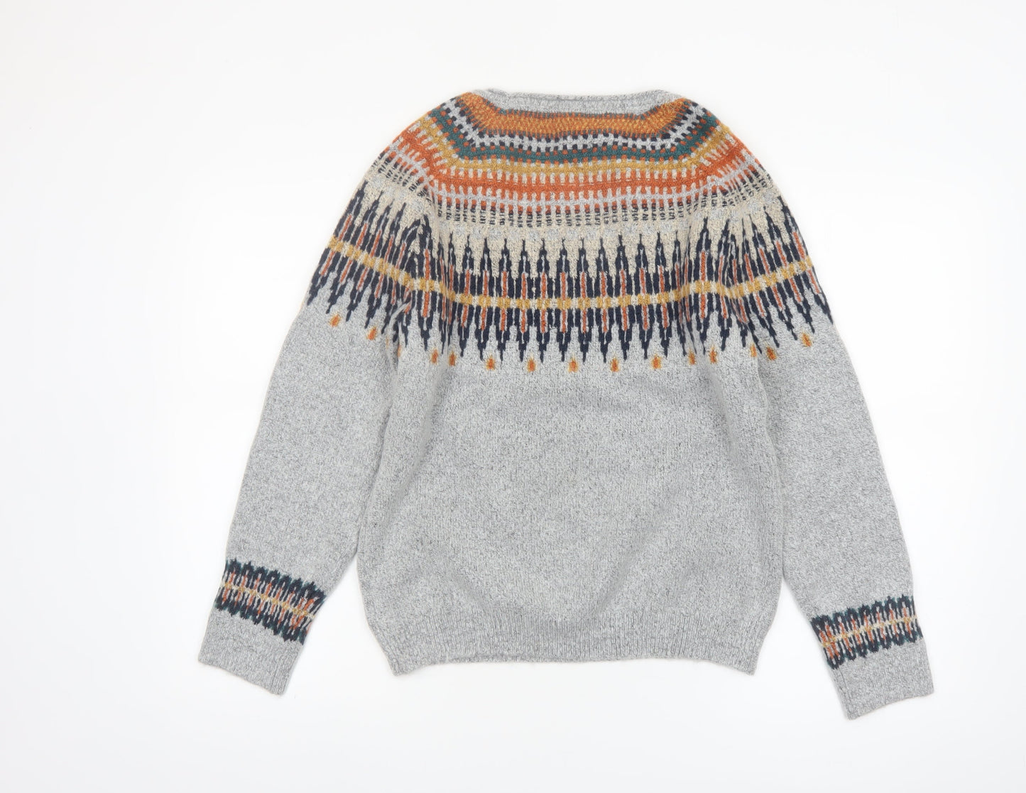 Weird Fish Women’s Grey Fair Isle Knit Jumper Size 10