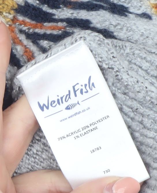 Weird Fish Women’s Grey Fair Isle Knit Jumper Size 10