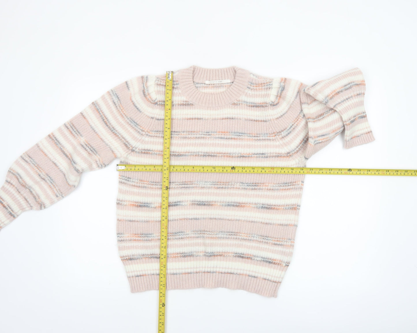 Yaya Women Multicoloured Striped Knit Crew Neck Jumper Size M