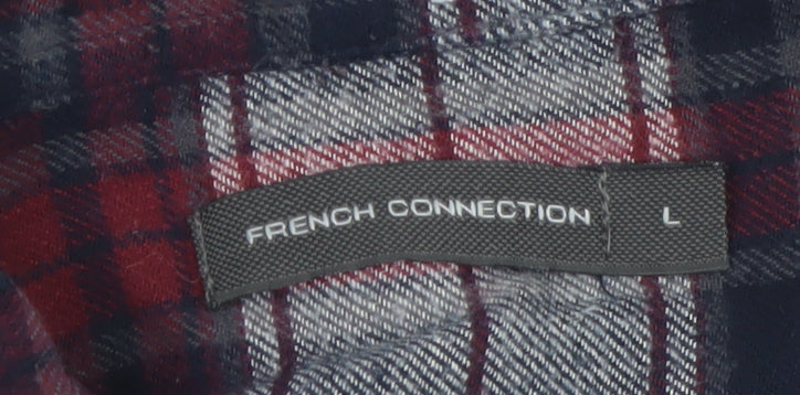 French Connection Men's Red Plaid Flannel Button-Up Shirt L