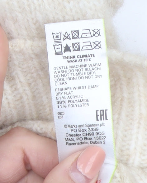 Marks and Spencer Women Oatmeal Fair Isle Mock Neck Jumper Size M