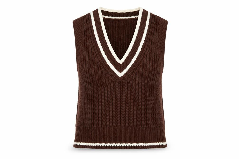 H&M Divided Women's Brown V-Neck Sleeveless Knit Vest Jumper XS