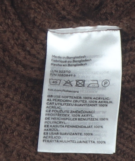 H&M Divided Women's Brown V-Neck Sleeveless Knit Vest Jumper XS