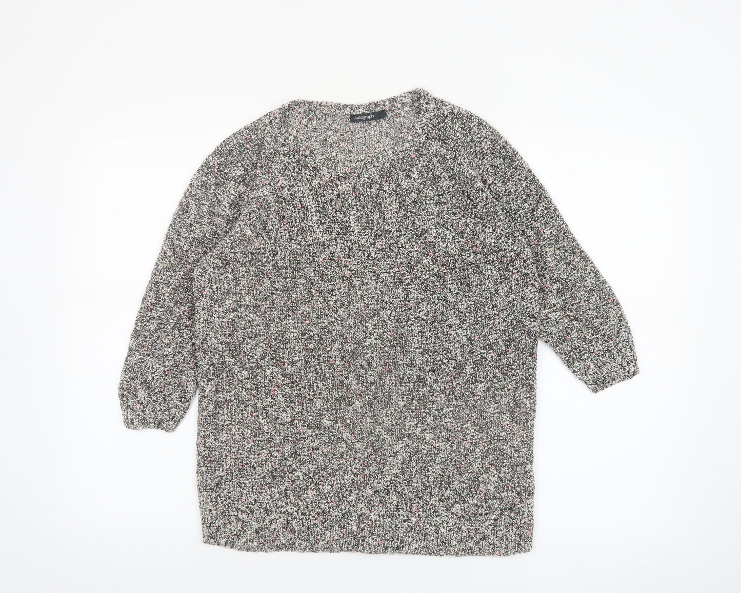 Marks and Spencer Women’s Grey Chunky-Knit Pullover Jumper Size 14