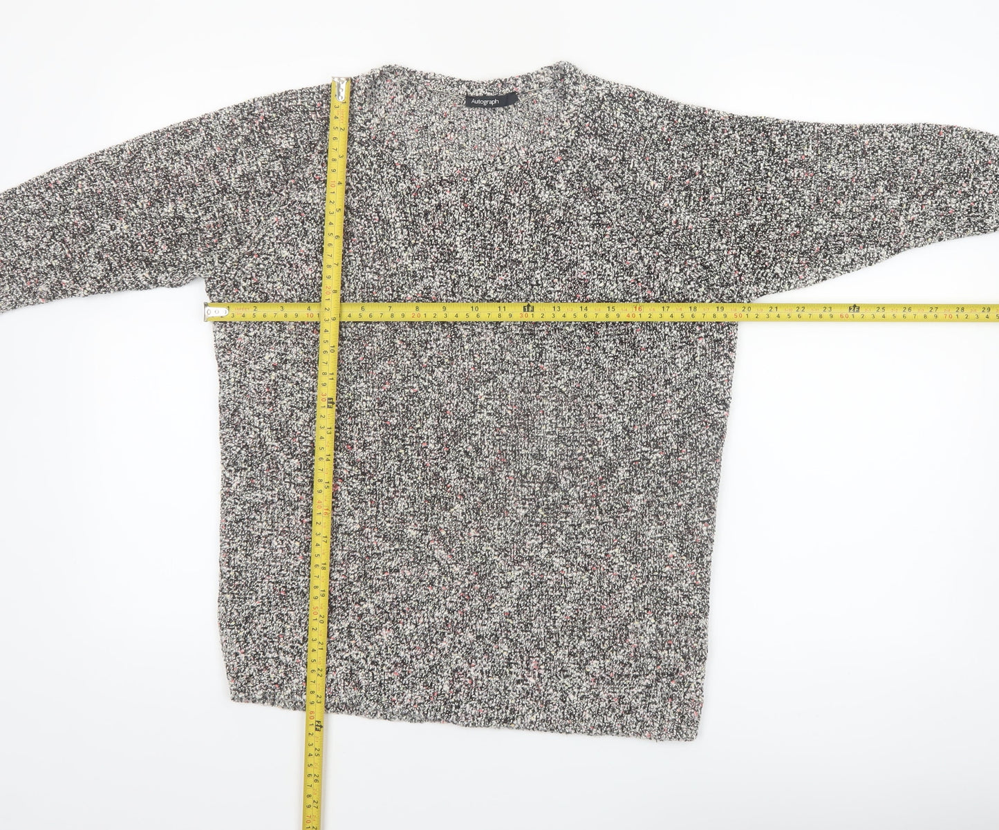 Marks and Spencer Women’s Grey Chunky-Knit Pullover Jumper Size 14