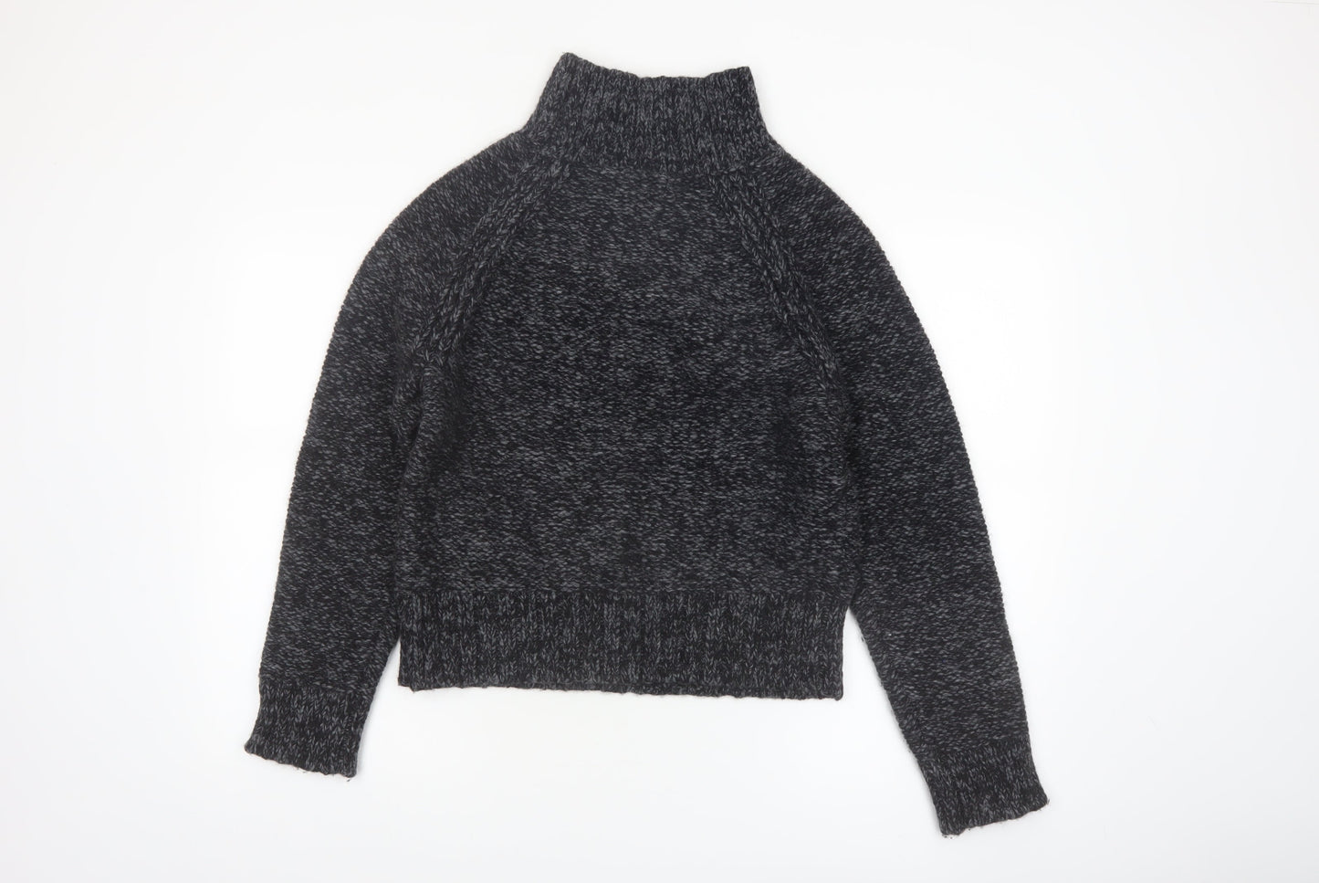 Banana Republic Women's Grey Chunky-Knit High Neck Wool Jumper M