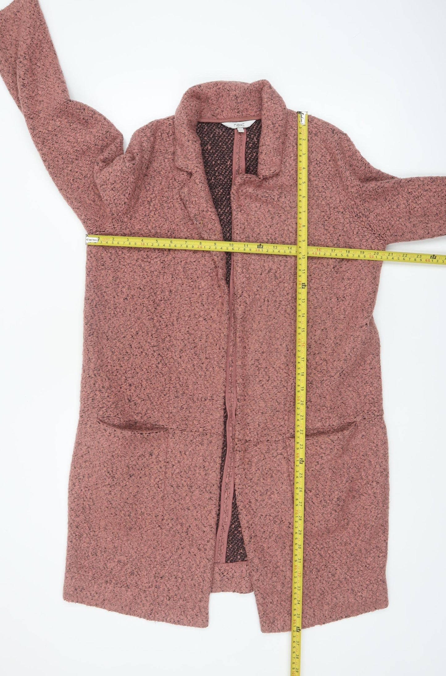 Next Womens Pink Coatigan Size 10 Regular Mid-Length Overcoat