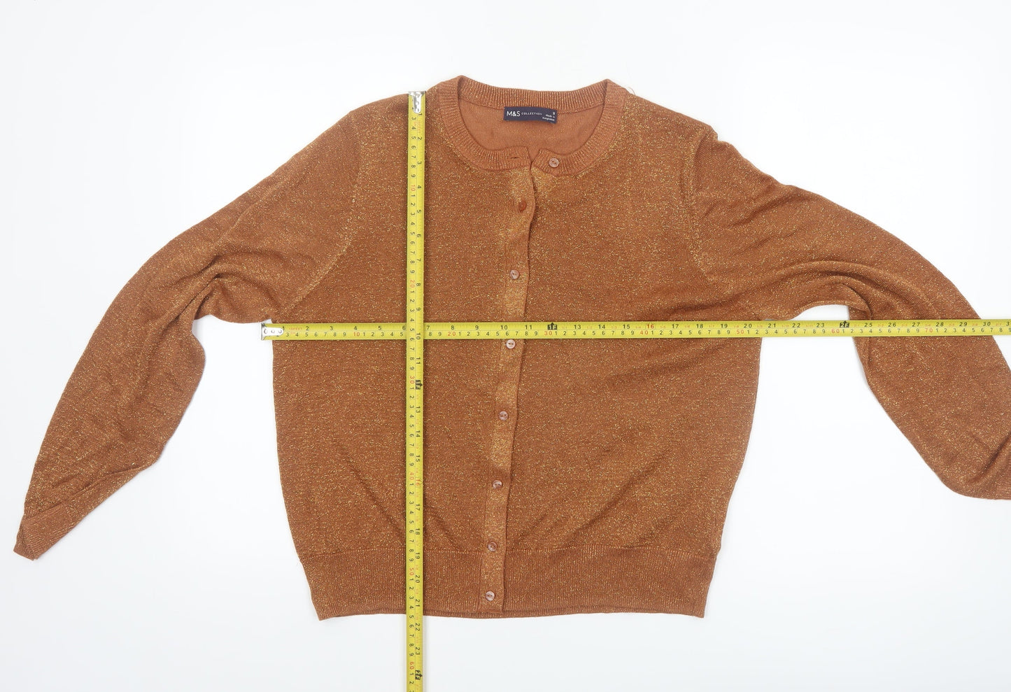 Marks and Spencer Women Brown Size 18 Glitter Knit Cardigan