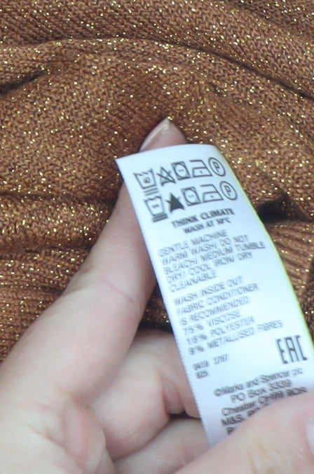 Marks and Spencer Women Brown Size 18 Glitter Knit Cardigan